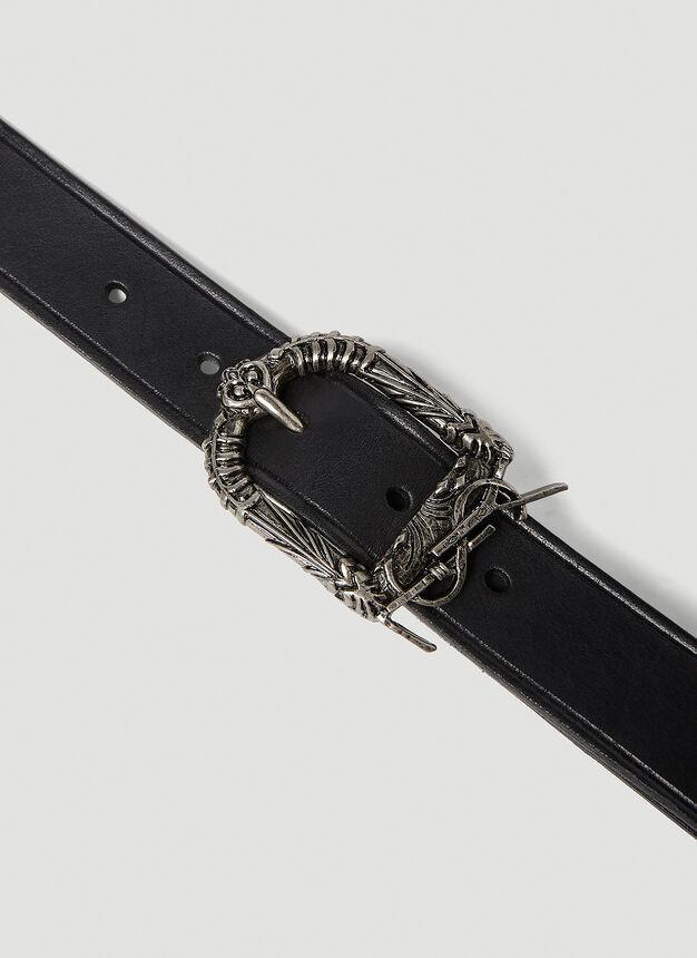 商品Yves Saint Laurent|Celtic Monogram Buckle Belt in Black,价格¥3110,第4张图片详细描述