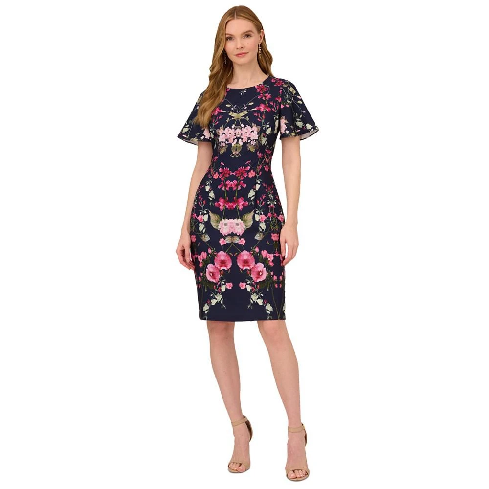 商品Adrianna Papell|Women's Floral-Print Elbow-Sleeve Crepe Dress,价格¥554,第1张图片