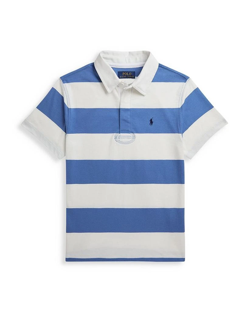 商品Ralph Lauren|Boys' Striped Cotton Short Sleeve Rugby Shirt - Little Kid, Big Kid,价格¥162,第1张图片详细描述