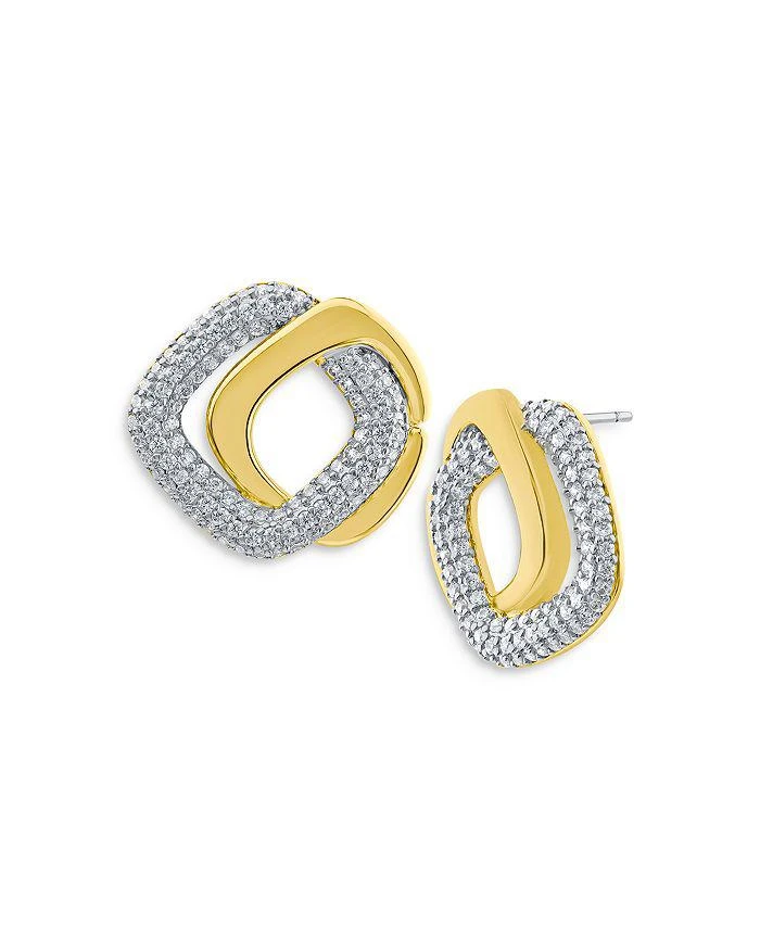 商品Kenneth Jay Lane|Pavé Interlink Square Drop Earrings in Rhodium Plated & 14K Gold Plated,价格¥1257,第1张图片详细描述