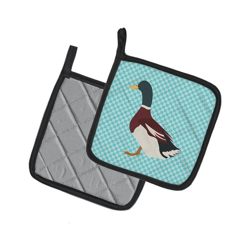 商品Caroline's Treasures|Rouen Duck Blue Check Pair of Pot Holders,价格¥170,第2张图片详细描述