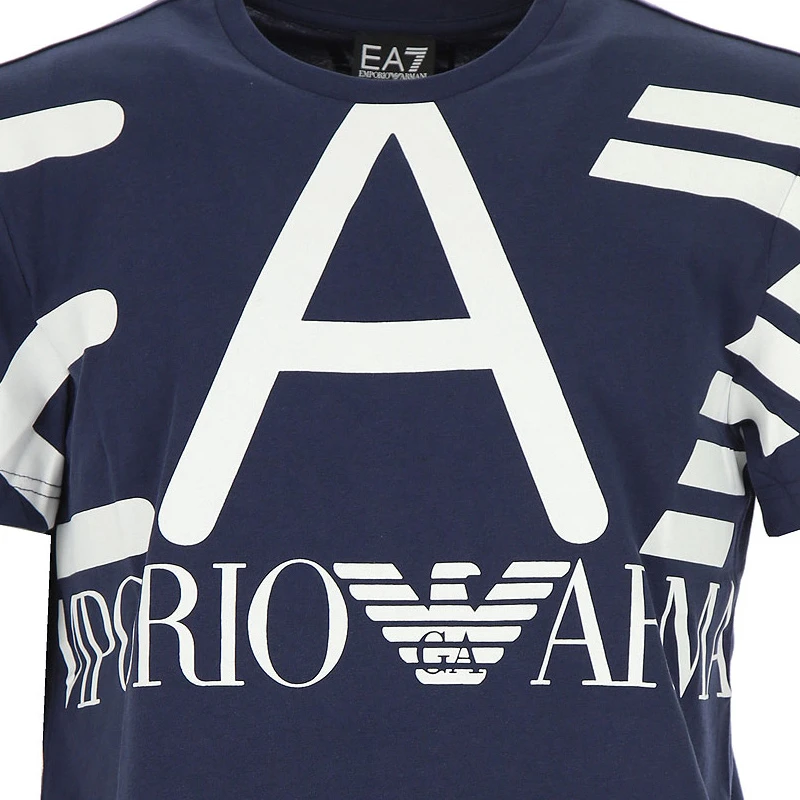 商品Emporio Armani|Emporio Armani 安普里奥 阿玛尼 男士深蓝色LOGO印花图案短袖T恤 3ZPT39-PJ30Z-1554,价格¥480,第1张图片