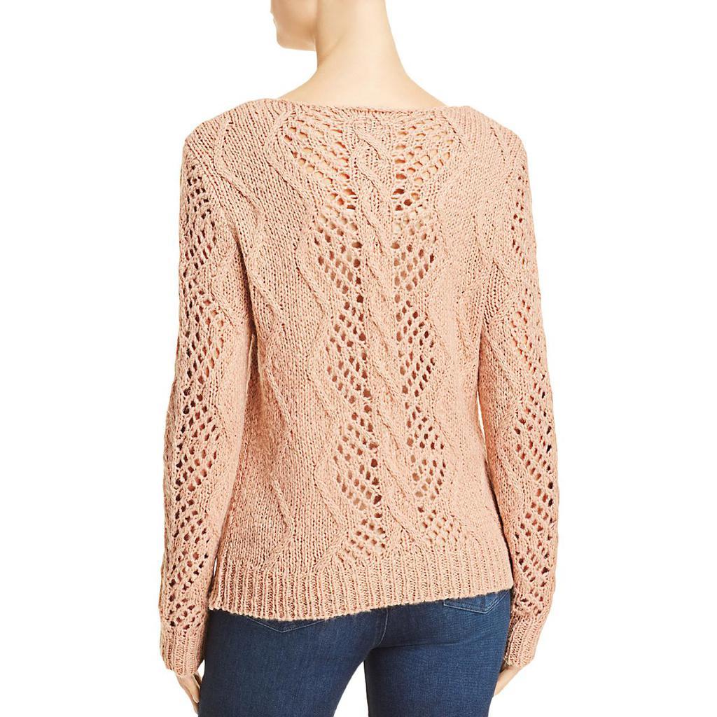 商品AQUA|Aqua Women's Open Knit Embellished Long Sleeve Pullover Sweater,价格¥75,第4张图片详细描述