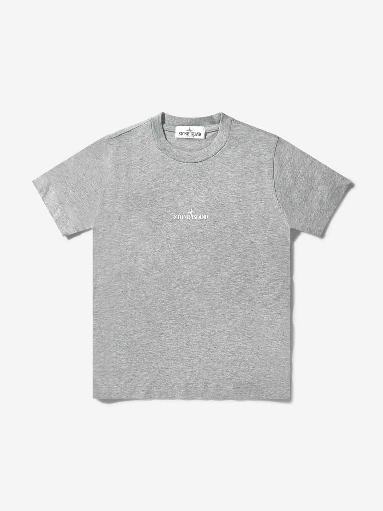 商品Stone Island|Stone Island Blue, Grey Boys Cotton Jersey Logo T-Shirt,价格¥452,第1张图片