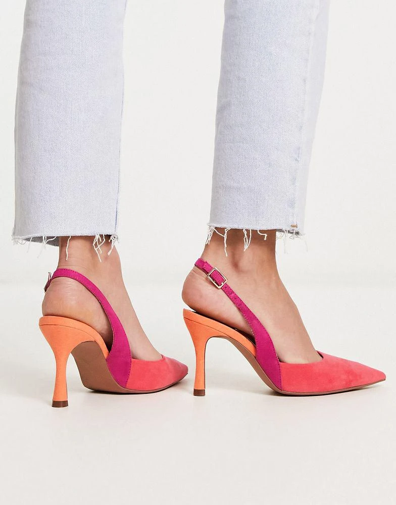 商品ASOS|ASOS DESIGN Samber slingback stiletto heels in multi,价格¥274,第2张图片详细描述