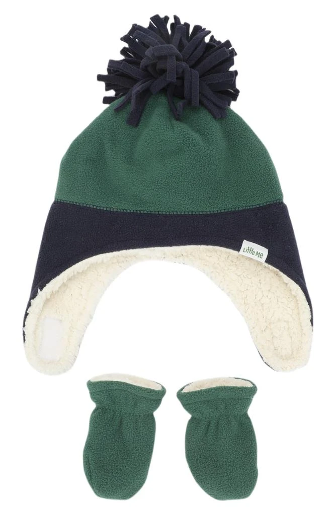 商品Little Me|Colorblocked Fleece Lined Trapper Hat & Mittens Set,价格¥30,第1张图片