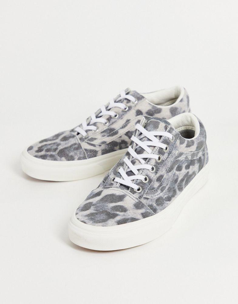 Vans Old Skool Hairy Suede leopard trainers in grey商品第1张图片规格展示