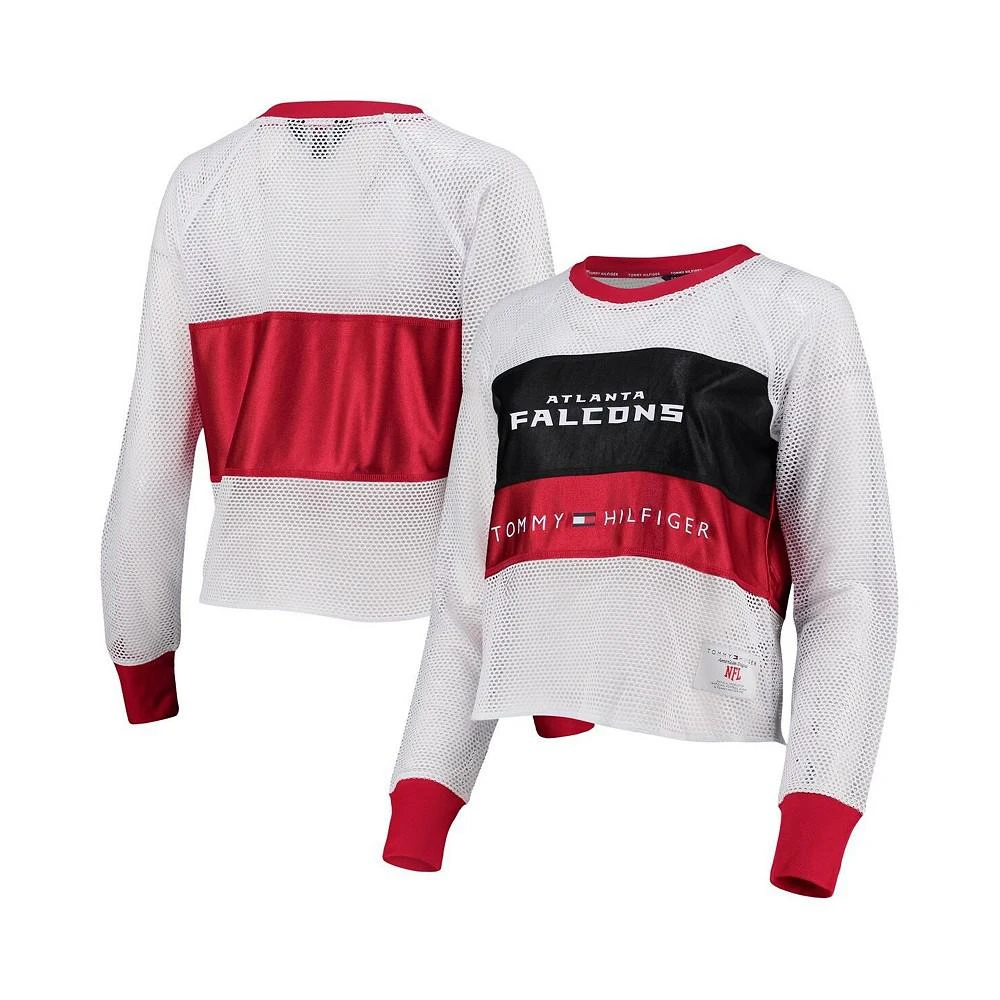 商品Tommy Hilfiger|Women's White and Black Atlanta Falcons Mesh Raglan Long Sleeve T-shirt,价格¥449,第1张图片