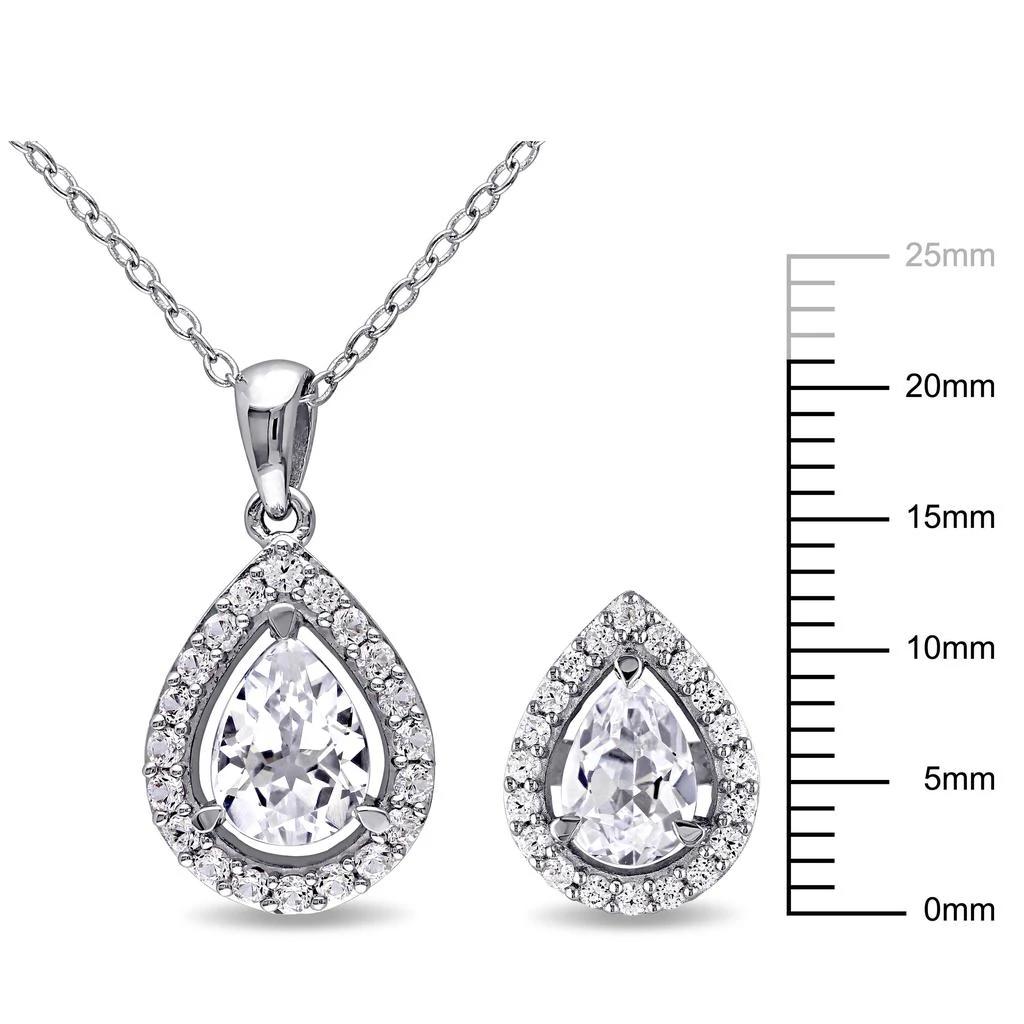 商品Mimi & Max|4 7/8ct TGW Created White Sapphire Necklace and Earrings Set Sterling Silver,价格¥483,第4张图片详细描述