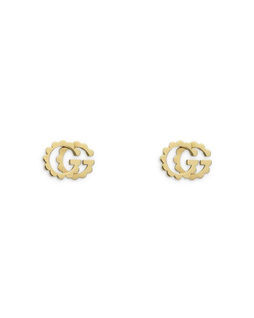 商品Gucci|18K Yellow Gold Running GG Stud Earrings,价格¥6809,第1张图片详细描述