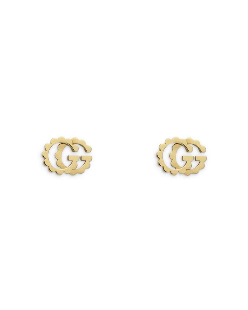 商品Gucci|18K Yellow Gold Running GG Stud Earrings,价格¥4700,第1张图片