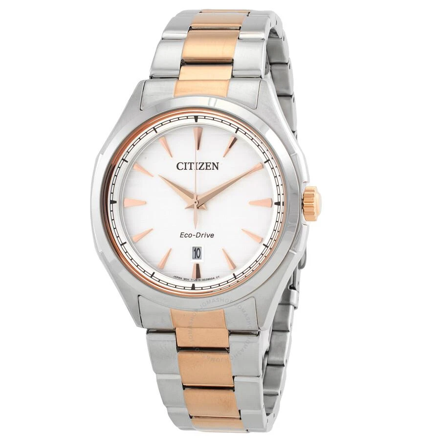 商品Citizen|Core Eco-Drive White Dial Two-Tone Men's Watch AW1756-89A,价格¥1202,第1张图片