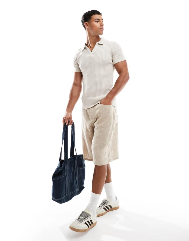商品Jack & Jones|Jack & Jones muscle fit polo in beige,价格¥295,第2张图片详细描述