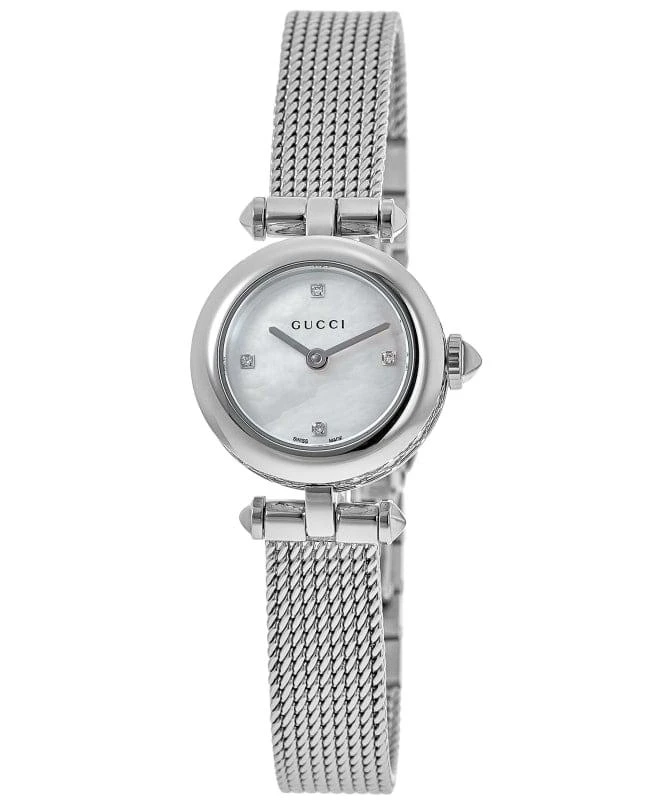 商品Gucci|Gucci Diamantissima Mother of Pearl Diamond Dial Stainless Steel Women's Watch YA141512,价格¥4857,第1张图片