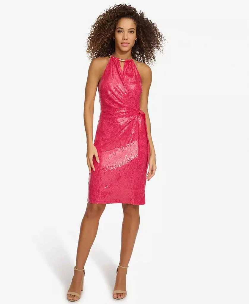 商品Kensie|Women's Sequined Faux-Wrap Sheath Dress,价格¥479,第1张图片