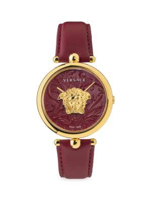 商品Versace|39MM Medusa Goldtone Stainless Steel & Leather Strap Watch,价格¥6292,第1张图片