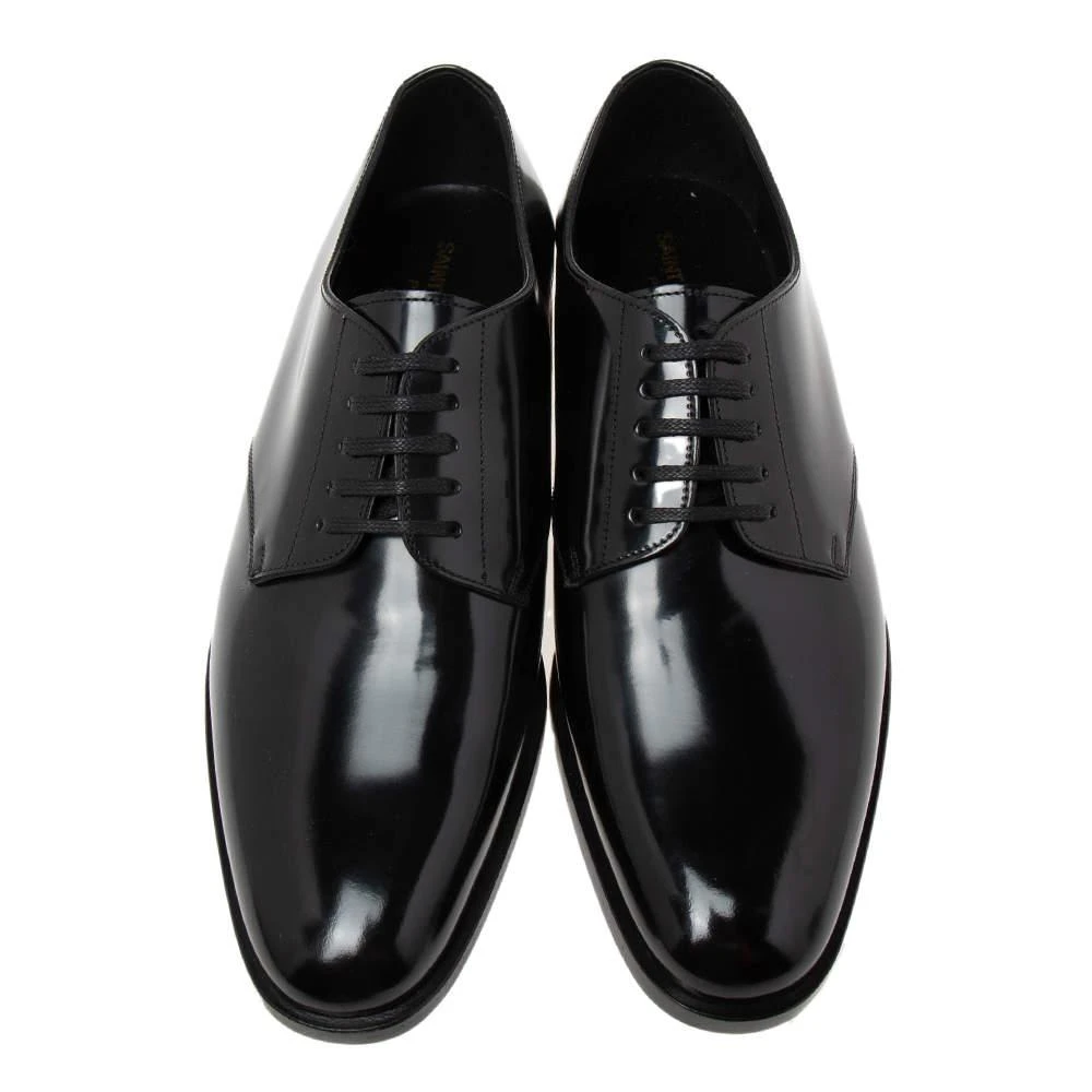 商品Yves Saint Laurent|Saint Laurent Black Leather Montaigne Lace-Up Derby Size 39,价格¥3416,第3张图片详细描述