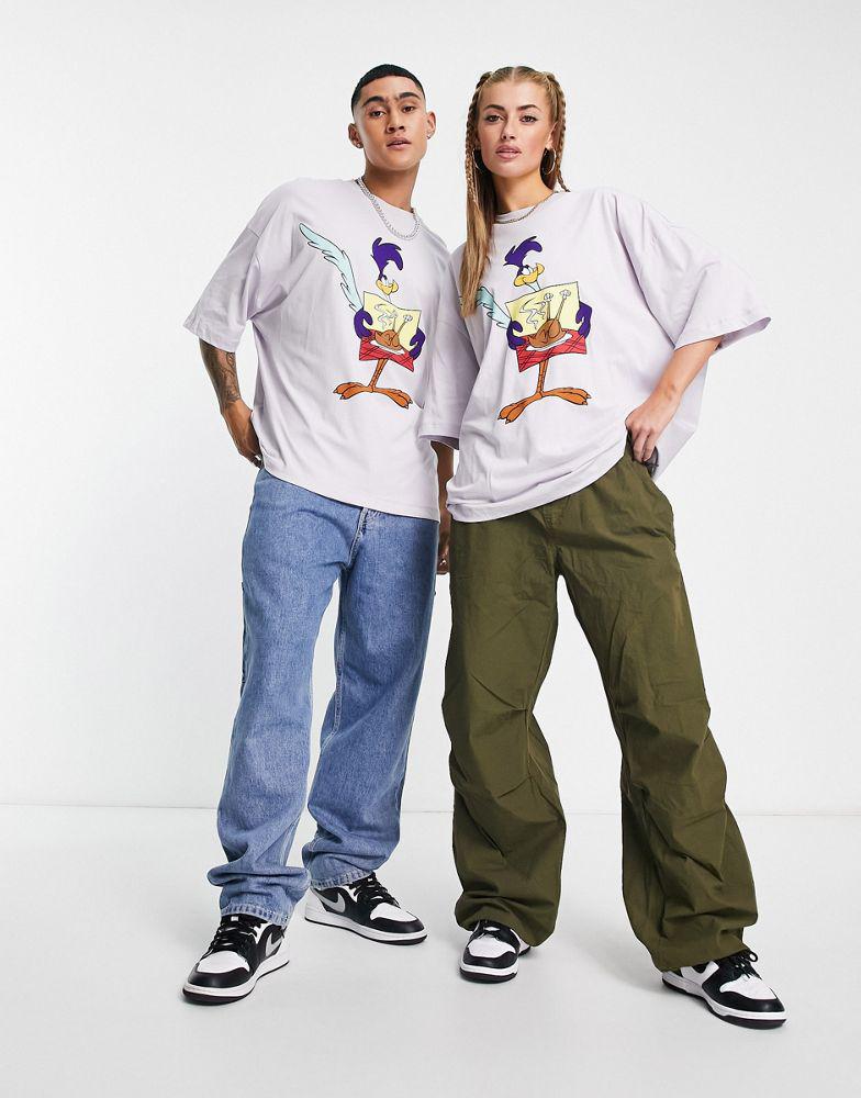 ASOS DESIGN unisex oversized t-shirt with Thanksgiving Looney Tunes prints in purple商品第4张图片规格展示