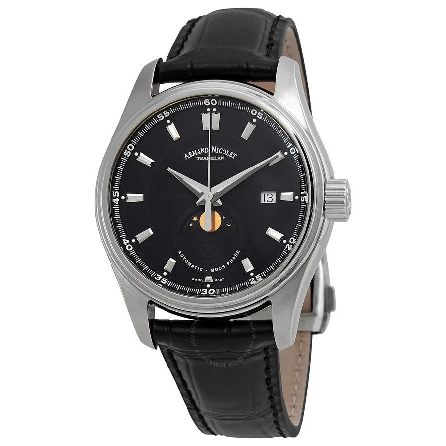 商品Armand Nicolet|MH2 Moonphase Automatic Black Dial Men's Watch A640L-NR-P840NR2,价格¥5920,第1张图片