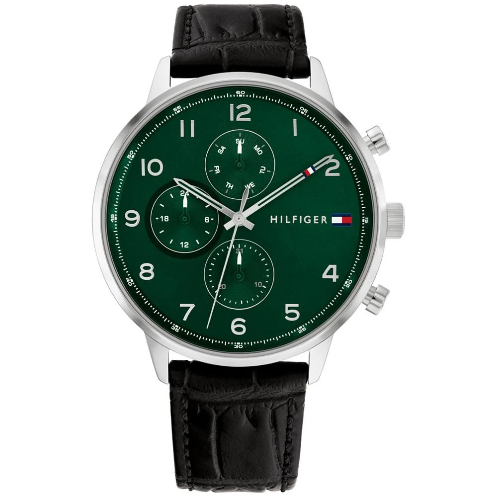 商品Tommy Hilfiger|Men's Black Leather Strap Watch 44mm,价格¥867,第1张图片
