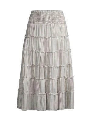 商品Max Studio|Tiered Gingham Midi Skirt,价格¥226,第3张图片详细描述