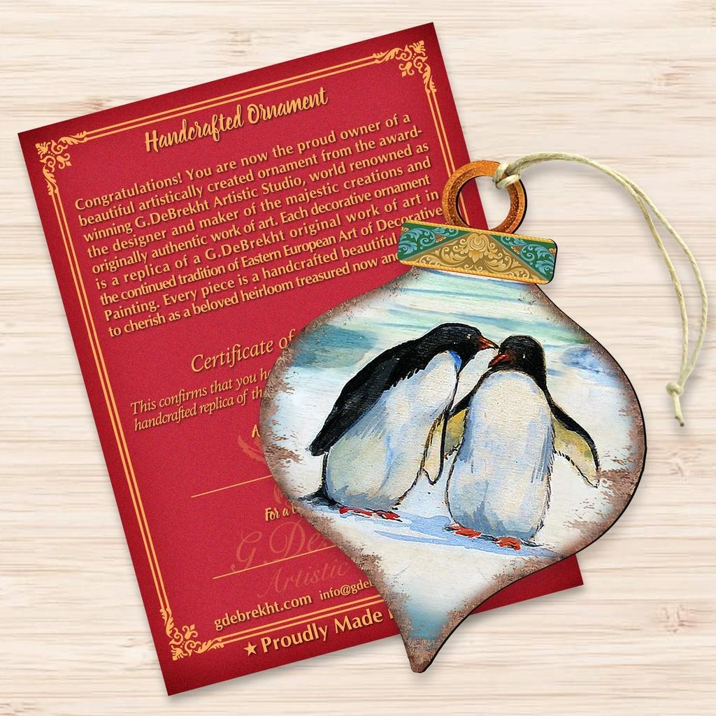 商品Designocracy|Designocracy Penguins Drop - 8035382 Wooden Ornaments Set of 2,价格¥206,第3张图片详细描述
