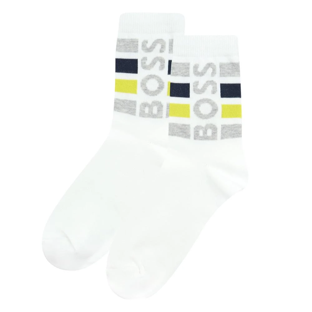 商品Hugo Boss|2 Pack Navy & White Logo Socks,价格¥94,第1张图片