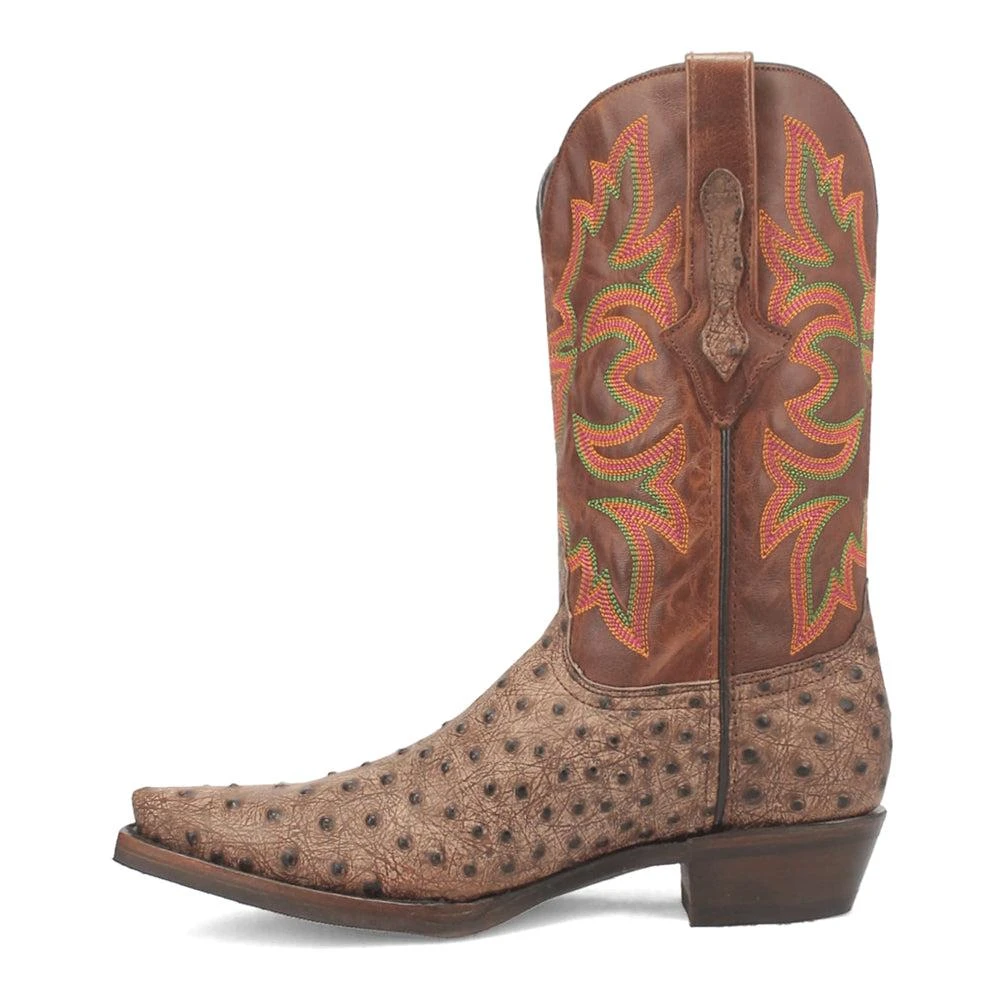商品Dingo|Outlaw Embroidered Ostrich Print Snip Toe Cowboy Boots,价格¥1132,第3张图片详细描述