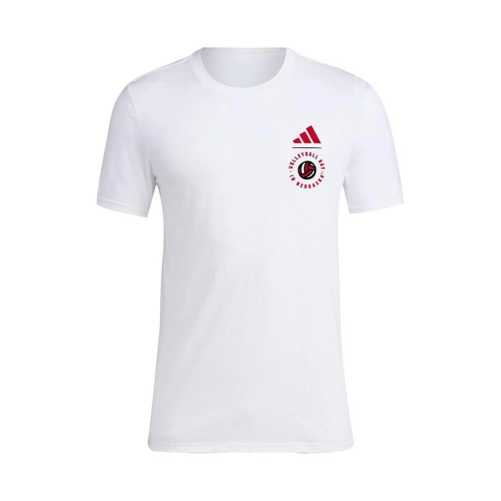 商品Adidas|Men's White Nebraska Huskers Cornetta Volleyball Day Fresh T-shirt,价格¥271,第2张图片详细描述