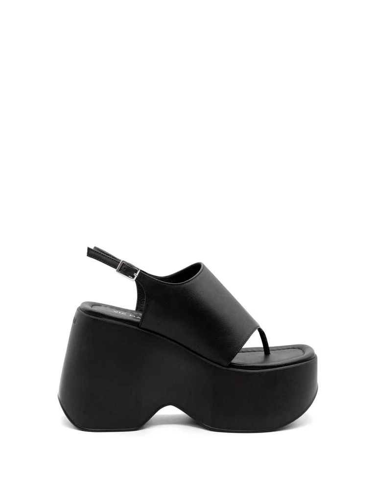 商品VIC MATIĒ|Black Leather Flip-flops With Wedge,价格¥2558,第1张图片