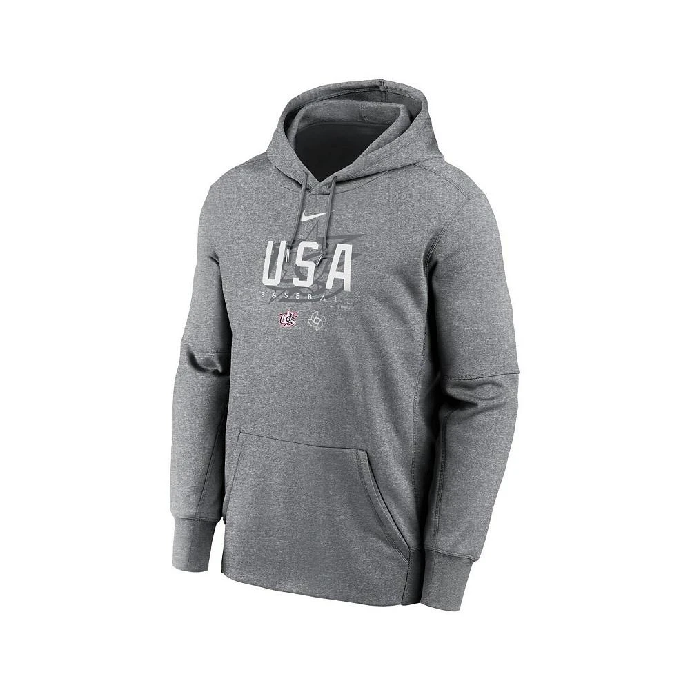 商品NIKE|Men's Heather Gray USA Baseball 2023 World Baseball Classic Dugout Therma Performance Pullover Hoodie,价格¥596,第2张图片详细描述