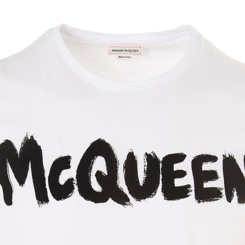 Alexander McQueen 亚历山大·麦昆 男士白色印花短袖T恤 622104-QPZ57-0900商品第2张图片规格展示