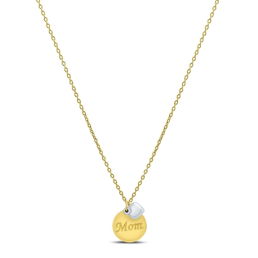 商品Monary|Round Disc and Heart Charm MOM Necklace in 10K Yellow Gold and 10K White Gold,价格¥1204,第1张图片