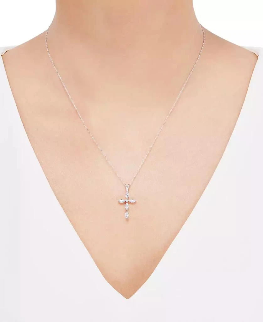 商品Macy's|Gemstone & Diamond Accent Cross 18" Pendant Necklace in 14k White Gold,价格¥2093,第2张图片详细描述