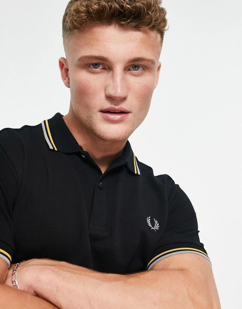 商品Fred Perry|Fred Perry twin tipped polo shirt in black,价格¥413,第3张图片详细描述