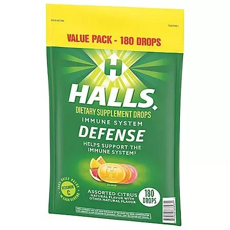 Halls Defense Assorted Citrus Vitamin C Drops Value Pack, 180 ct. 商品