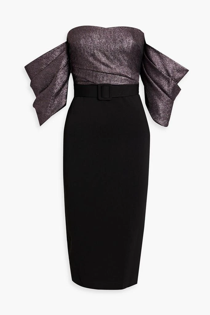 商品Badgley Mischka|Off-the-shoulder lamé-paneled crepe midi dress,价格¥1083,第1张图片