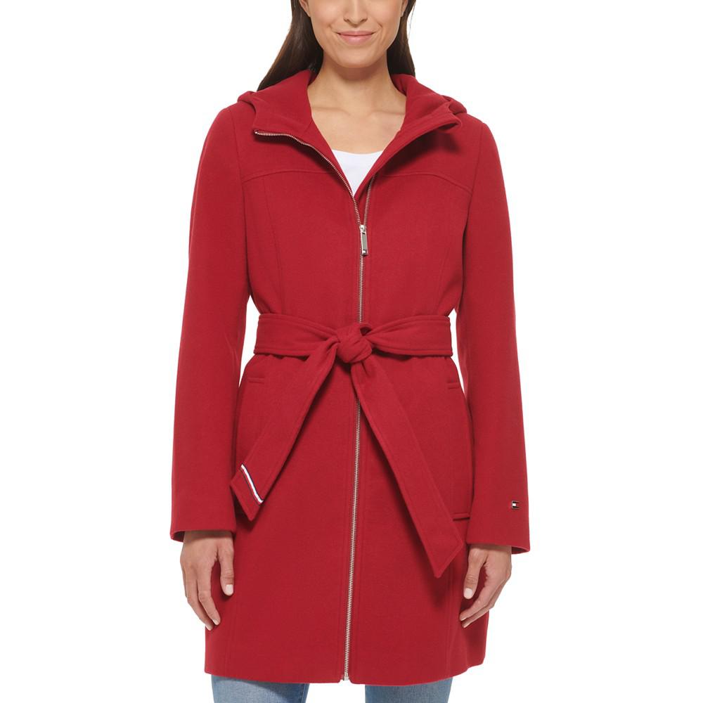 Women's Belted Hooded Coat商品第1张图片规格展示