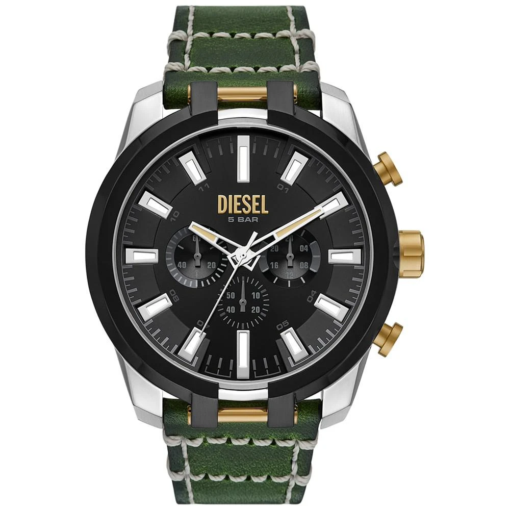 商品Diesel|Men's Chronograph Split Dark Green Leather Strap Watch 51mm,价格¥1935,第1张图片