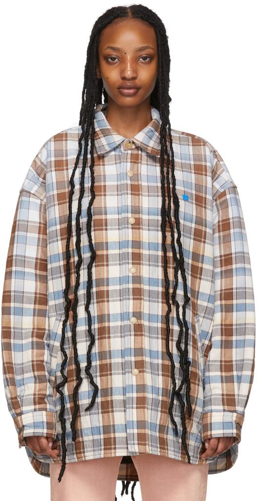 Blue & Brown Padded Flannel Face Jacket商品第1张图片规格展示