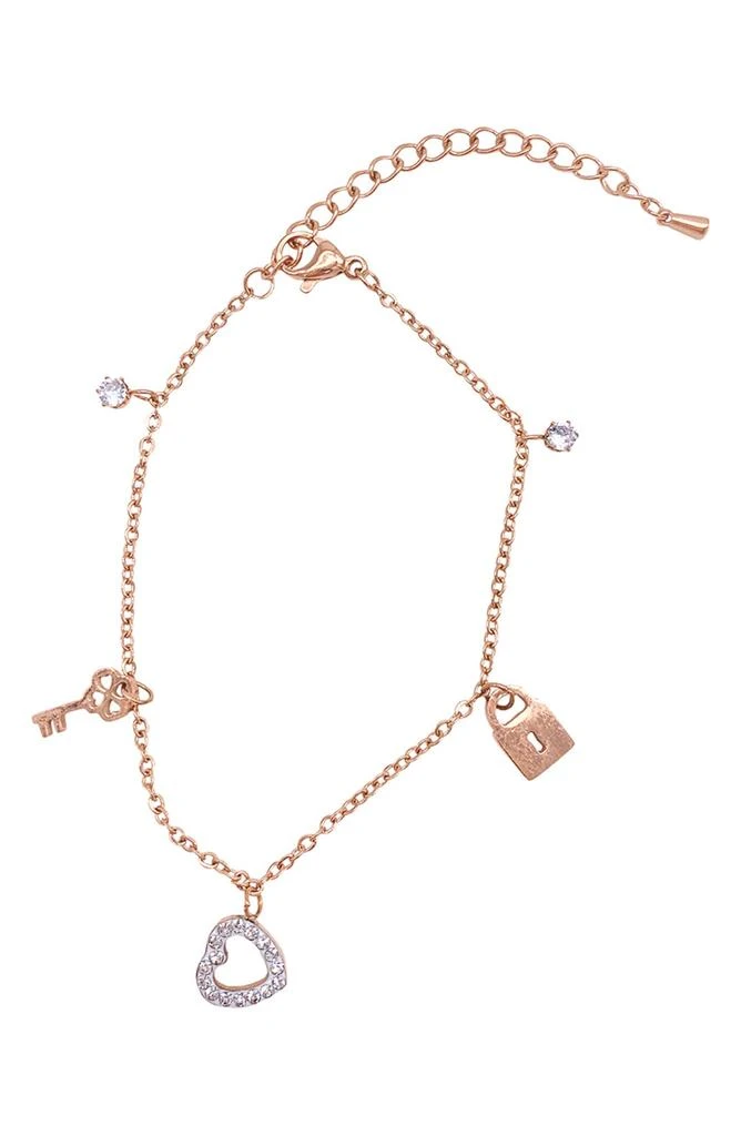 商品ADORNIA|14K Rose Gold Vermeil Water Resistant Charm Bracelet,价格¥167,第1张图片