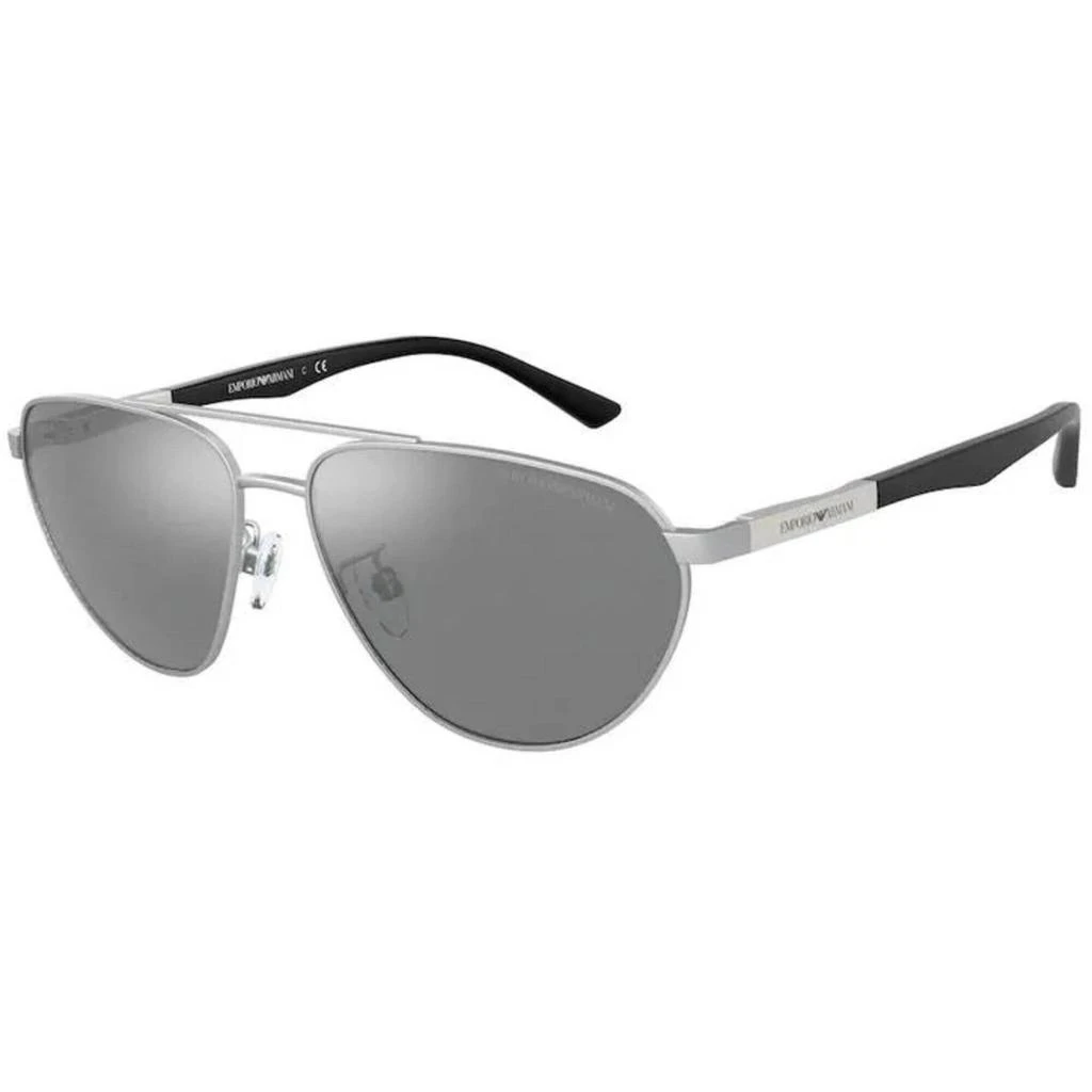 商品Emporio Armani|Emporio Armani Men's Sunglasses - Pilot Frame Grey Mirror Silver Lens | 2125 30456G,价格¥687,第1张图片