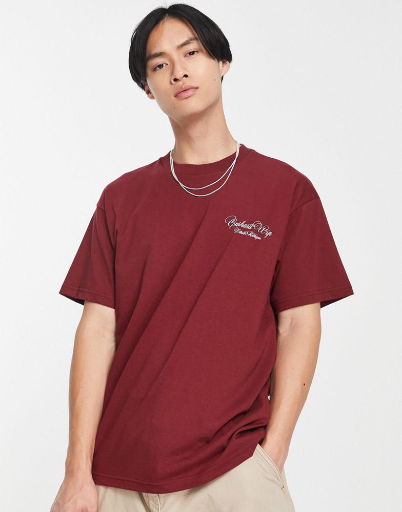 Carhartt WIP vino t-shirt in burgundy商品第4张图片规格展示