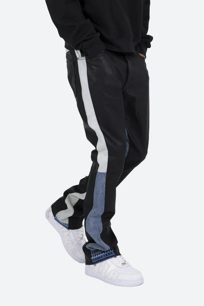 商品MNML|B417 Leather Flare Pants - Black/Blue,价格¥351,第2张图片详细描述