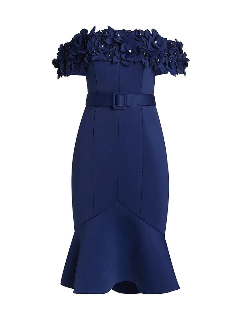 商品Badgley Mischka|Off-The-Shoulder Floral Neoprene Cocktail Dress,价格¥1109,第1张图片