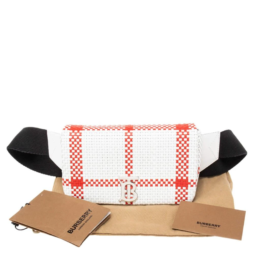 Burberry White/Red Woven Leather TB Lola Belt Bag 商品