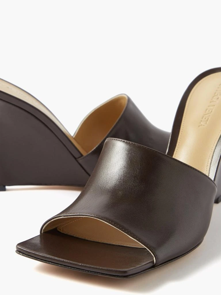 Stretch square-toe leather wedge mules 商品