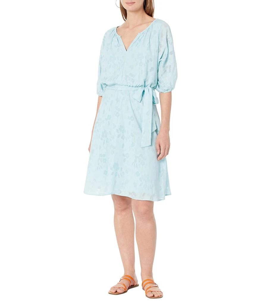 商品DKNY|Puff Sleeve V-Neck Belted Dress,价格¥300,第1张图片