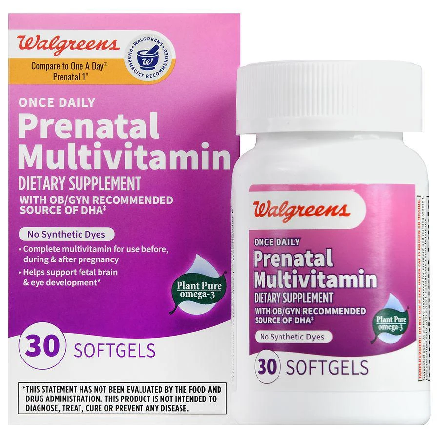 商品Walgreens|Once Daily Prenatal Multivitamin Softgels (30 days),价格¥133,第1张图片