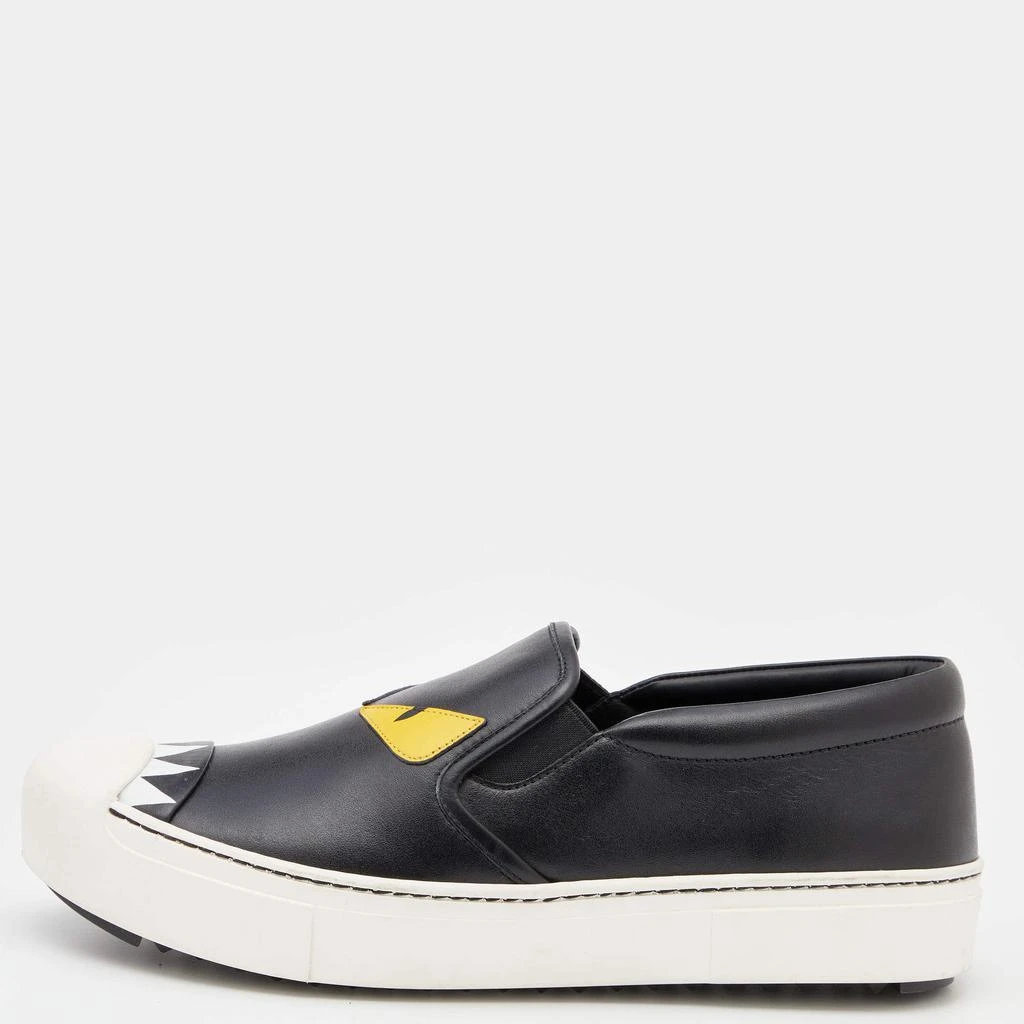 商品[二手商品] Fendi|Fendi Black Leather Monster Slip On Sneakers Size 37,价格¥2416,第1张图片